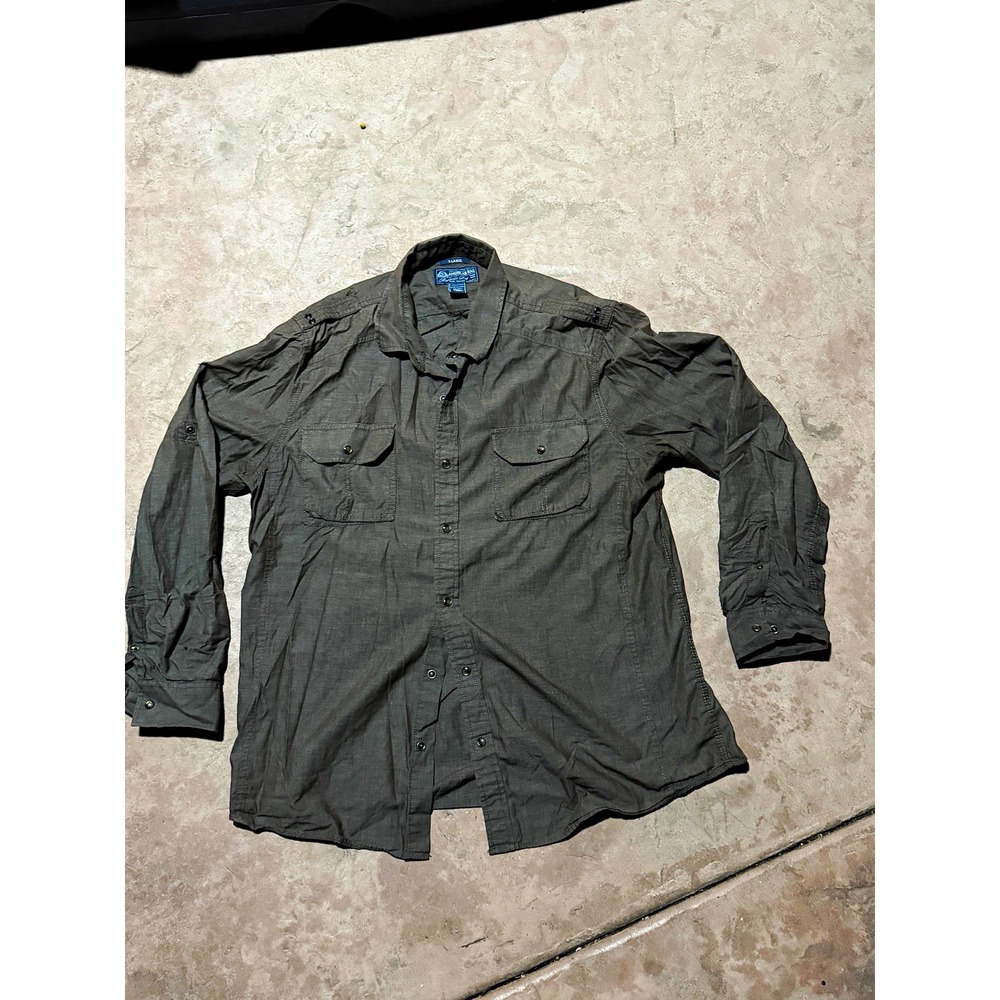 American Rag Cie Men's XL brown Solid Woven Cotton Long Sleeve Button-Up Pockets